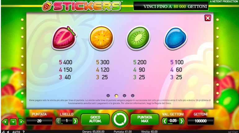 paytable slot stickers