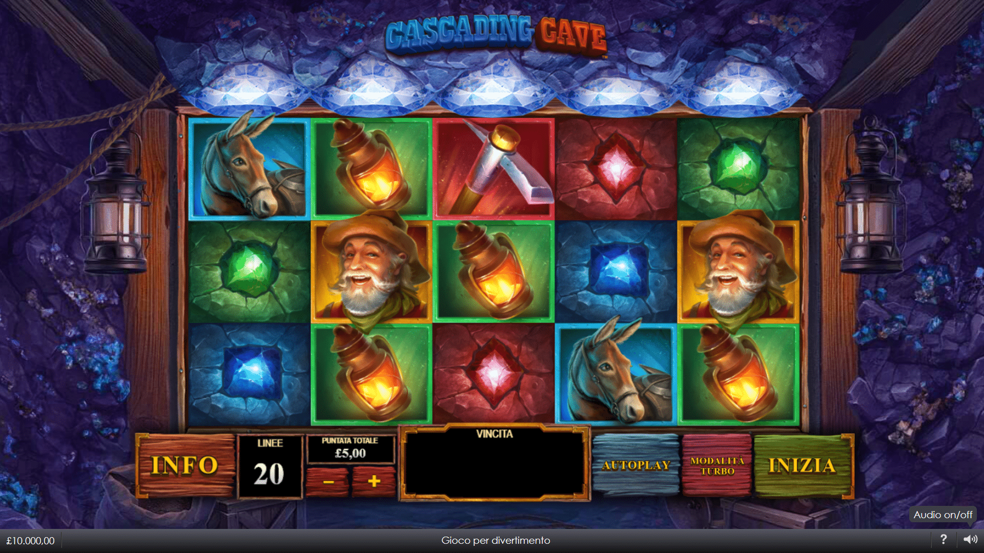 Interfaccia Slot gratis Cascading Cave