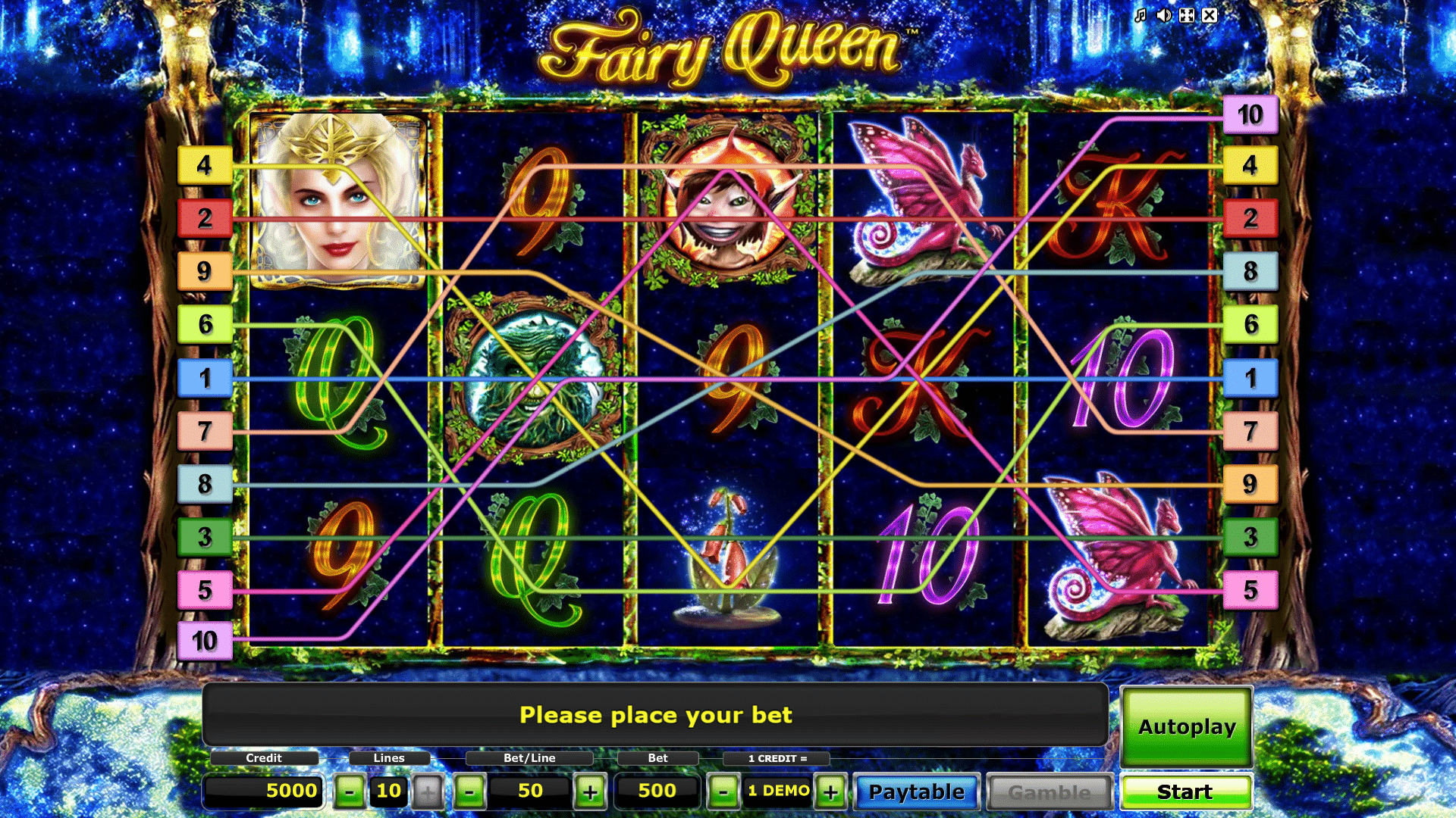 Griglia Principale della Slot gratis Fairy Queen