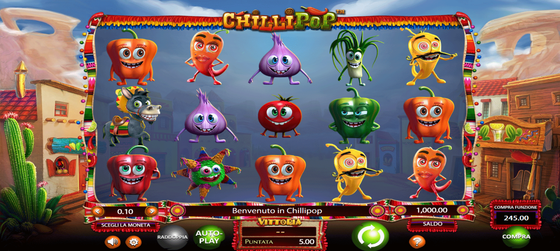schermata principale della slot machine chilli pop
