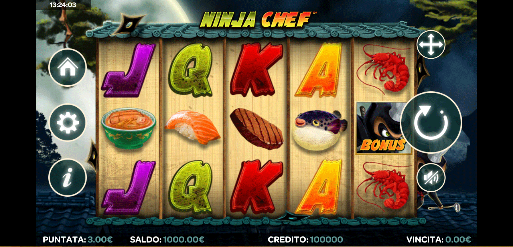 griglia della slot online ninja chef