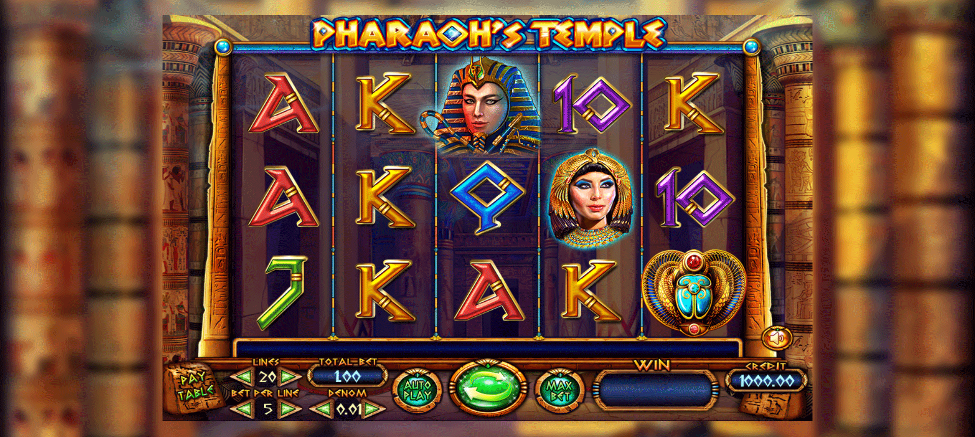 schermata di gioco della slot online pharaoh's temple