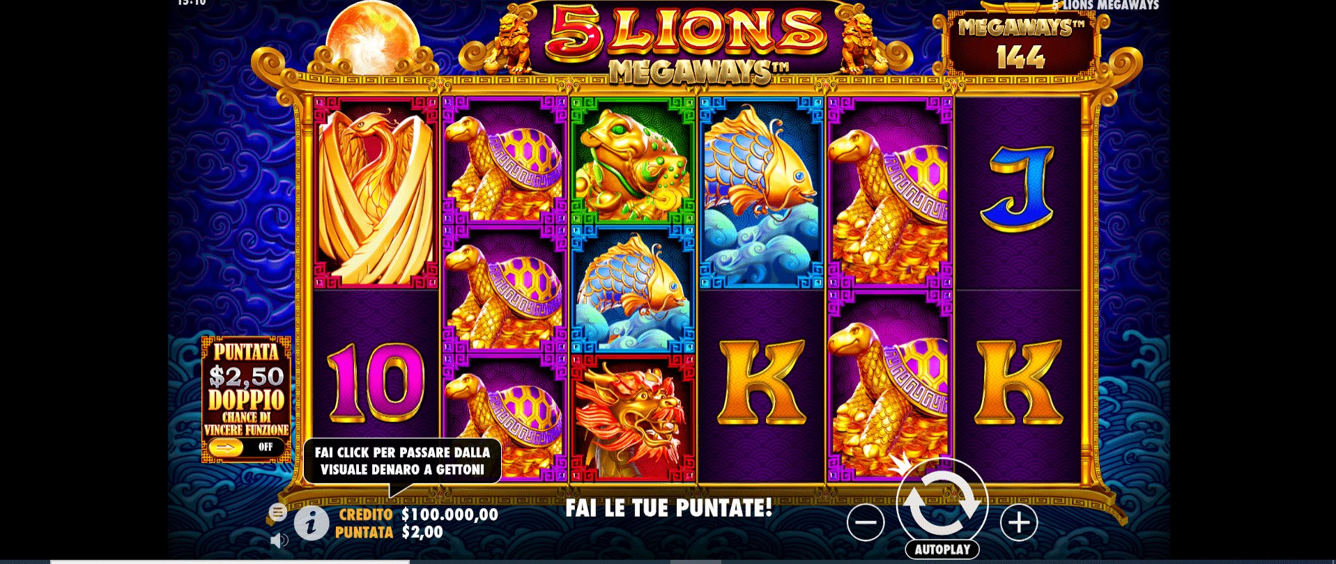 griglia slot machine 5 lions megaways