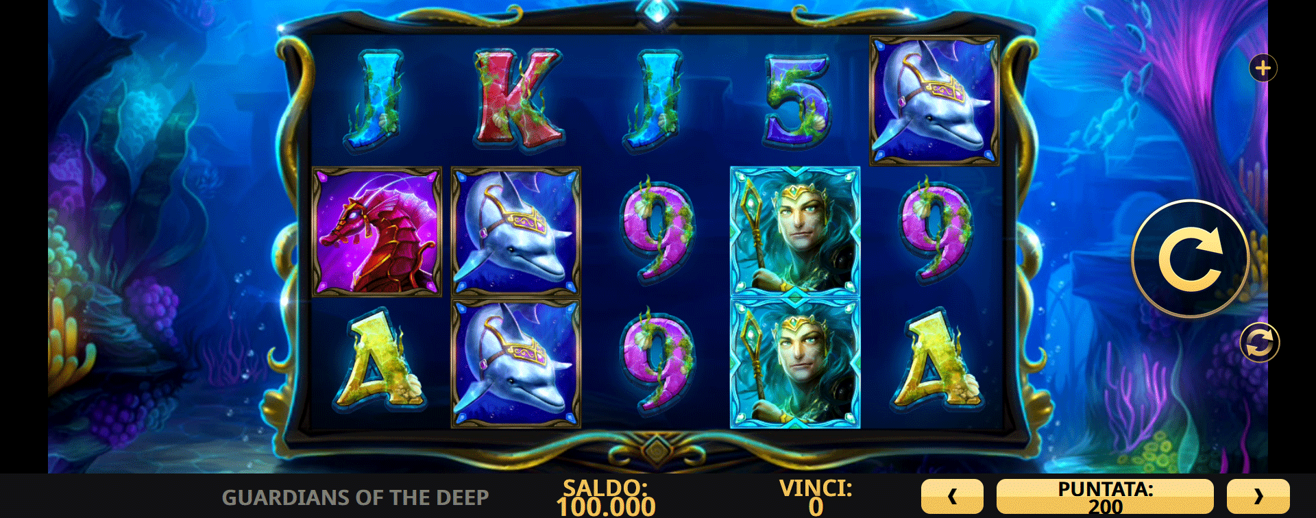 schermata slot machine guardians of the deep