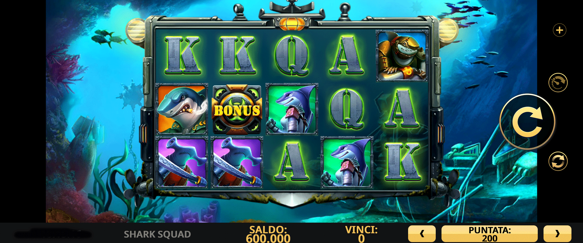 griglia di gioco della slot online shark squad