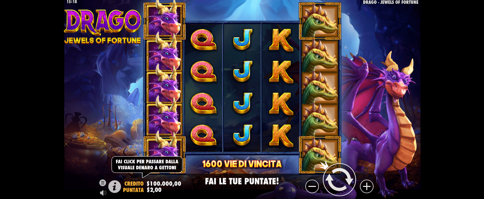 griglia di gioco della slot online drago jewels of fortune