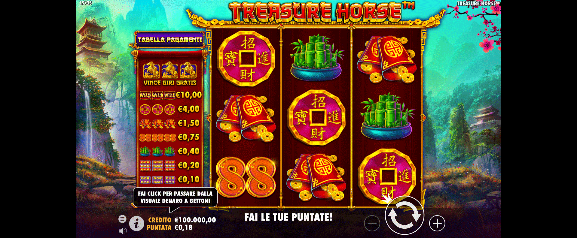 griglia del gioco slot machine treasure horse