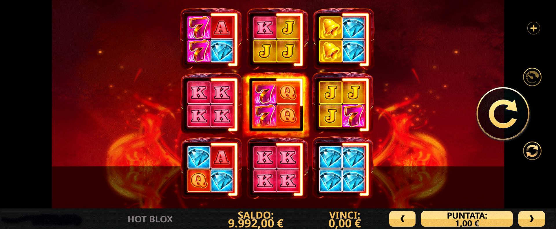 schermata della slot machine hot blox