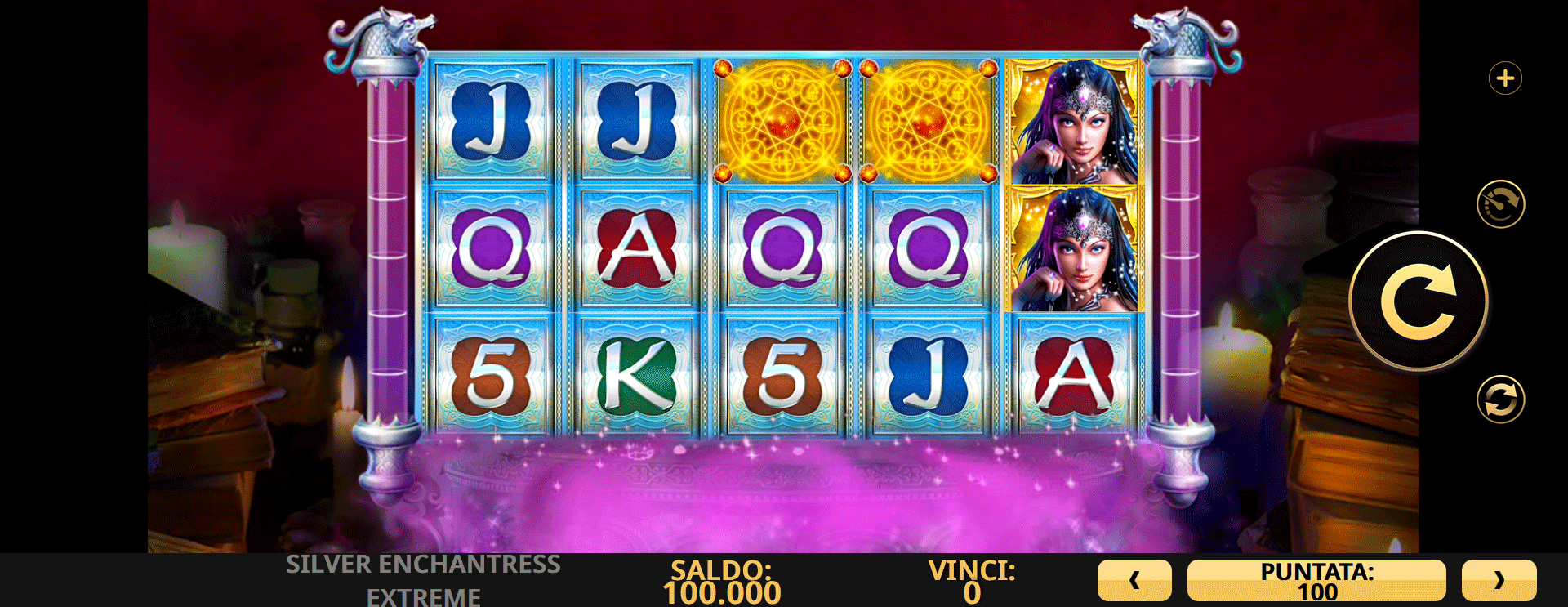 schermata del gioco slot machine silver enchantress extreme