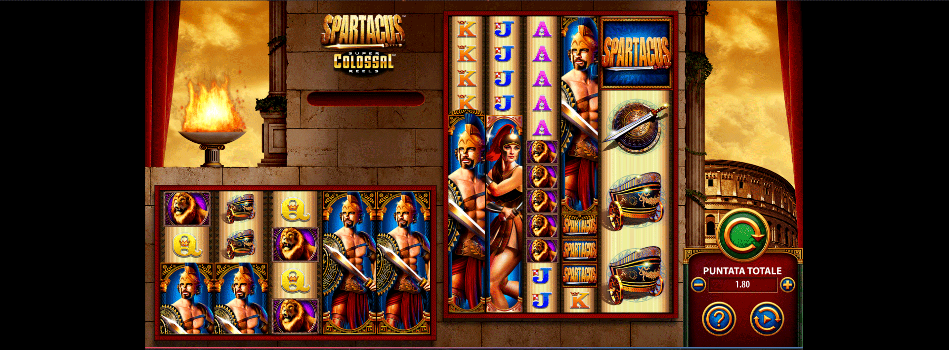 schermata slot machine spartacus super colossal reels