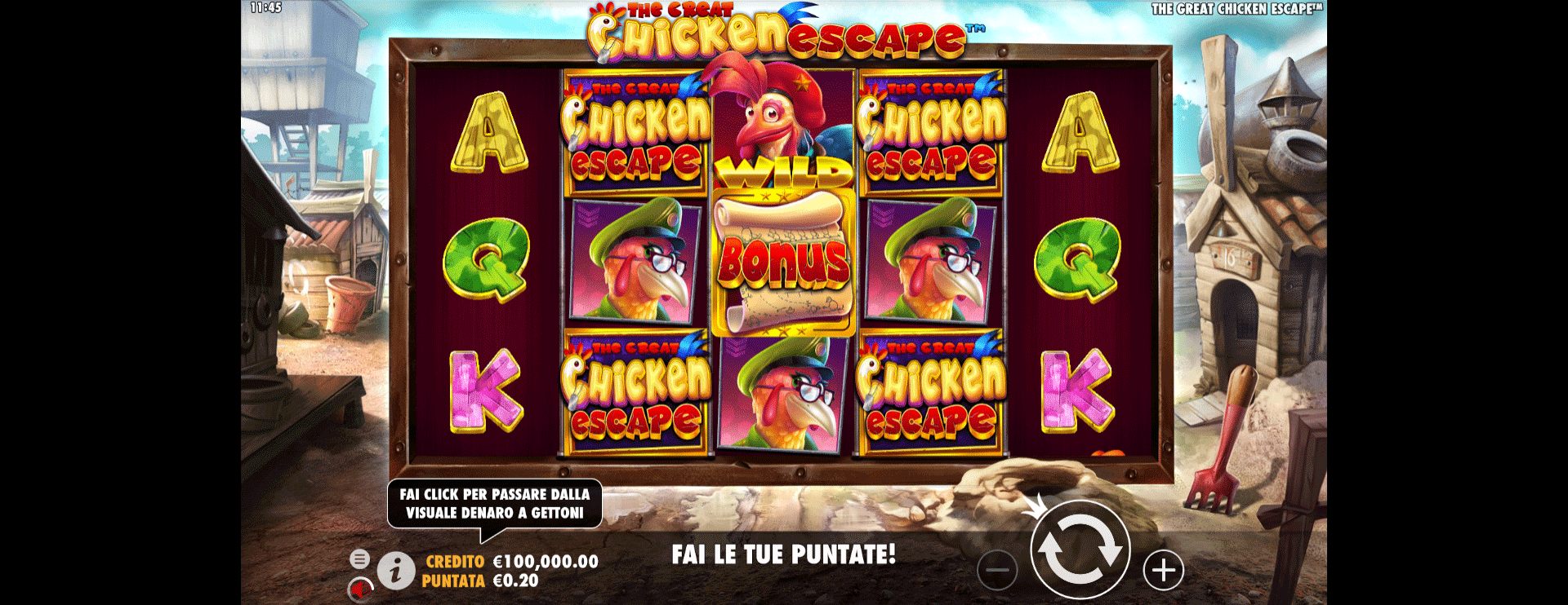 schermata slot machine the great chicken escape