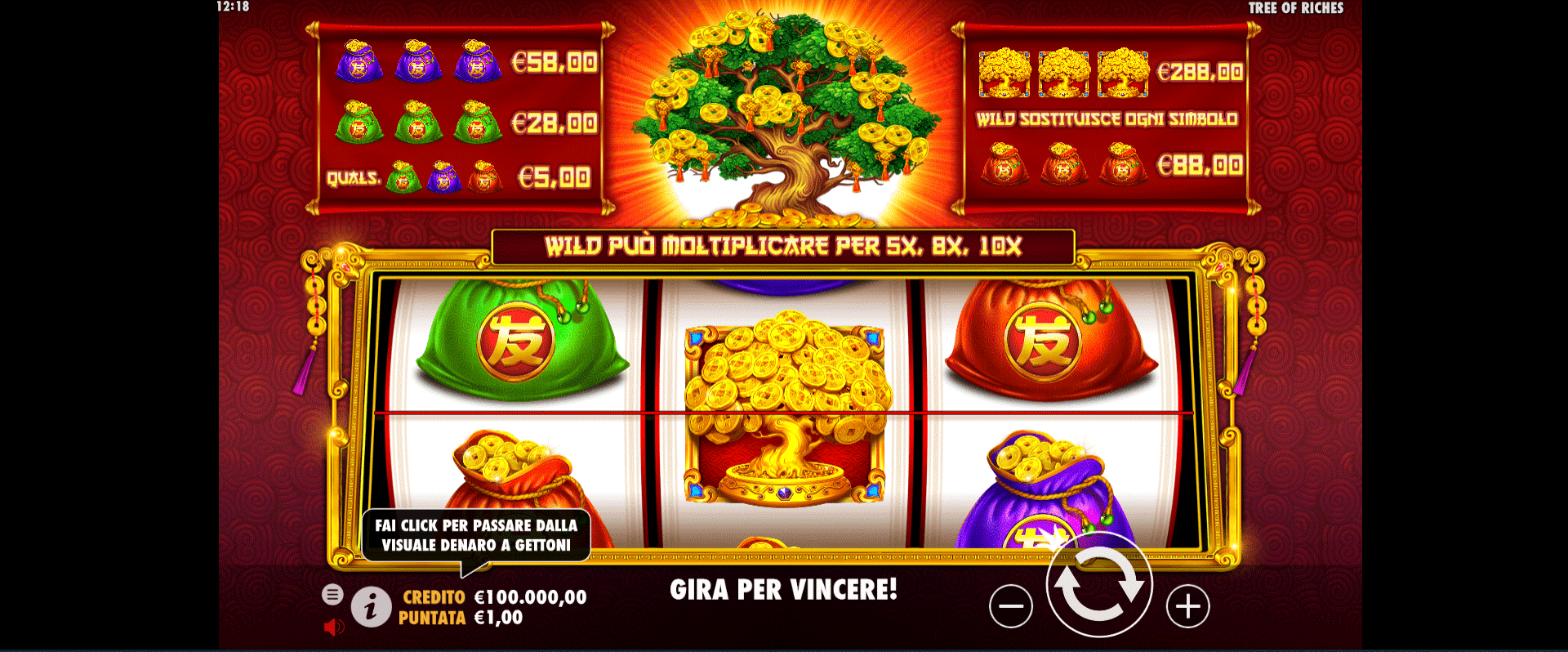 griglia del gioco slot online tree of riches