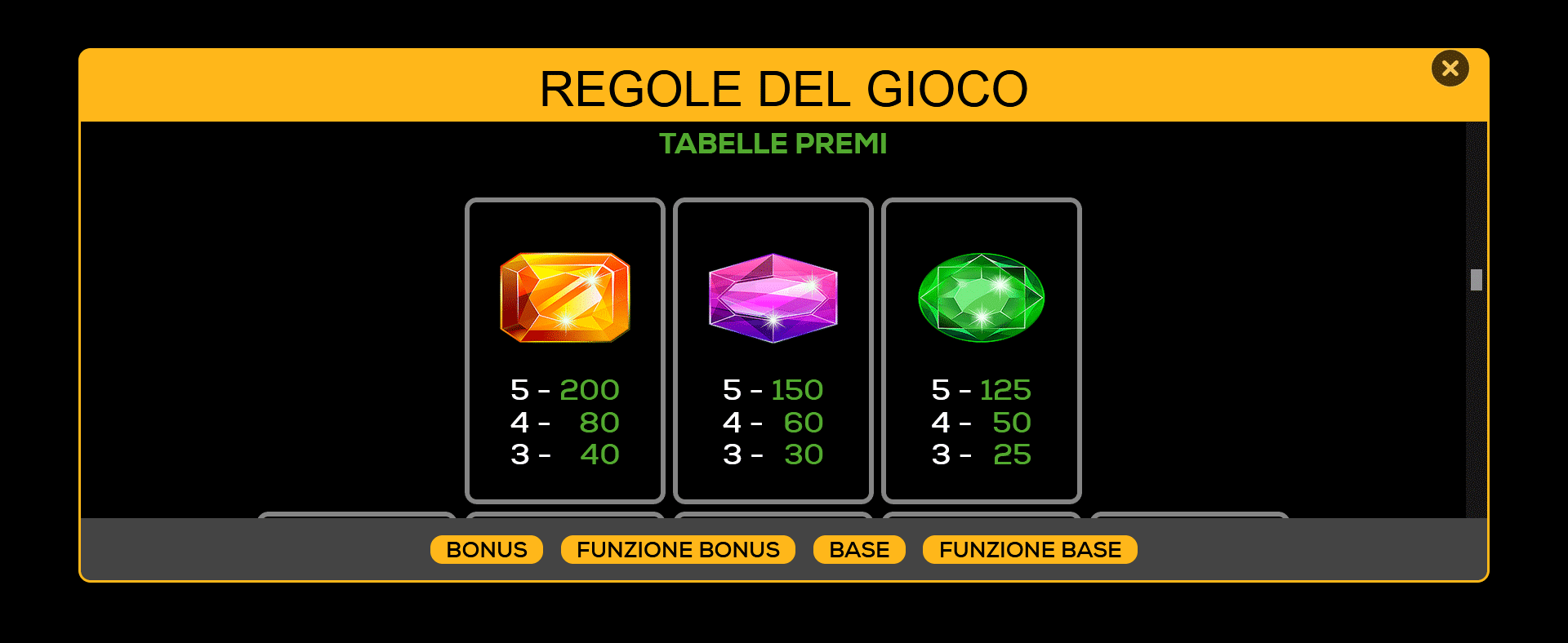 paytable della slot online cosmic jewels