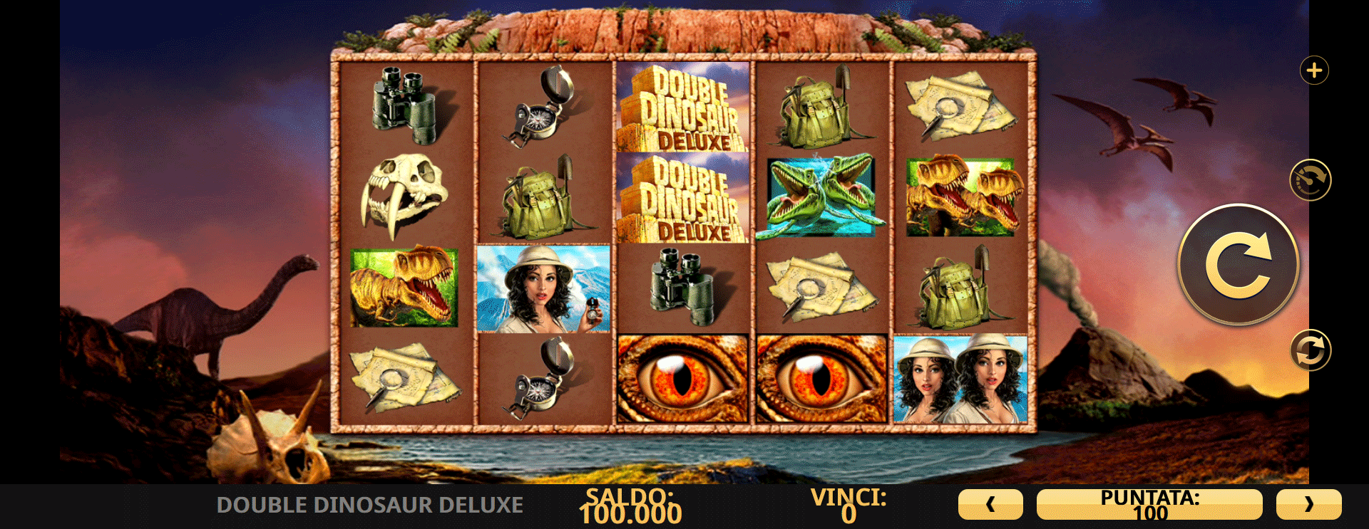 schermata del gioco della slot online double dinosaur deluxe