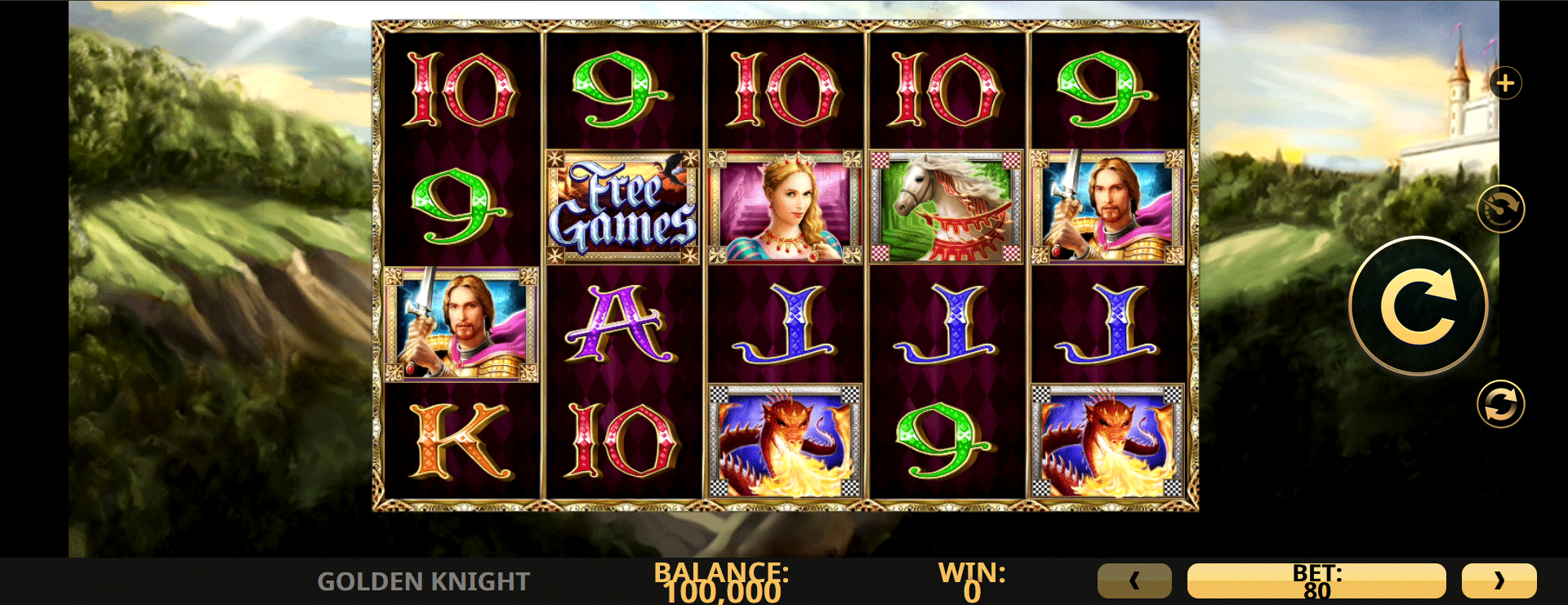 schermata del gioco slot machine golden knight