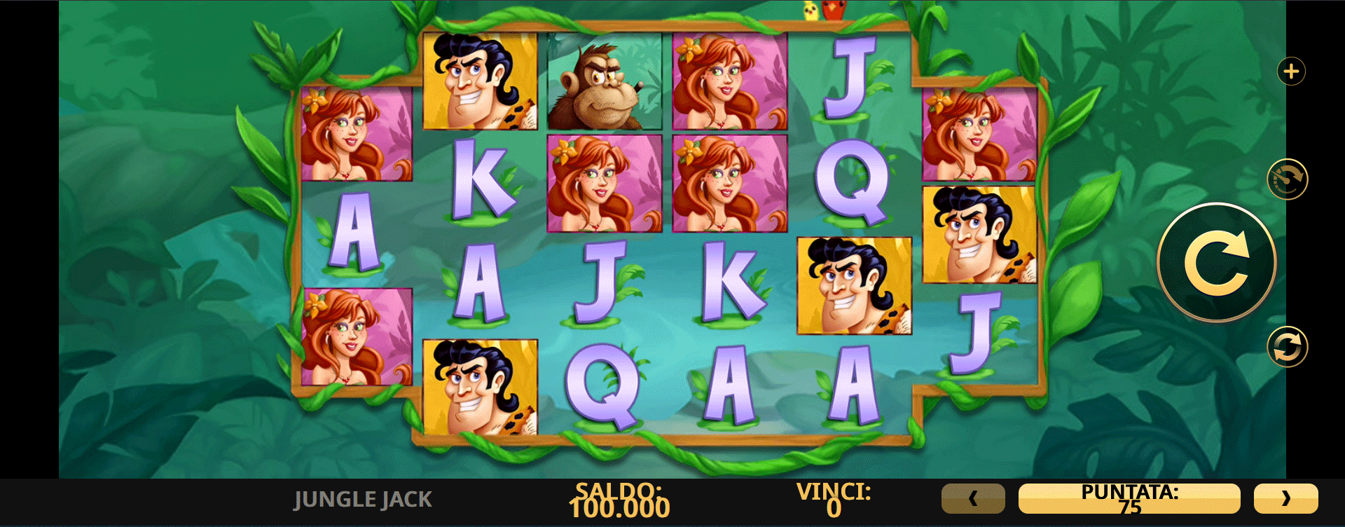 schermata slot machine jungle jack