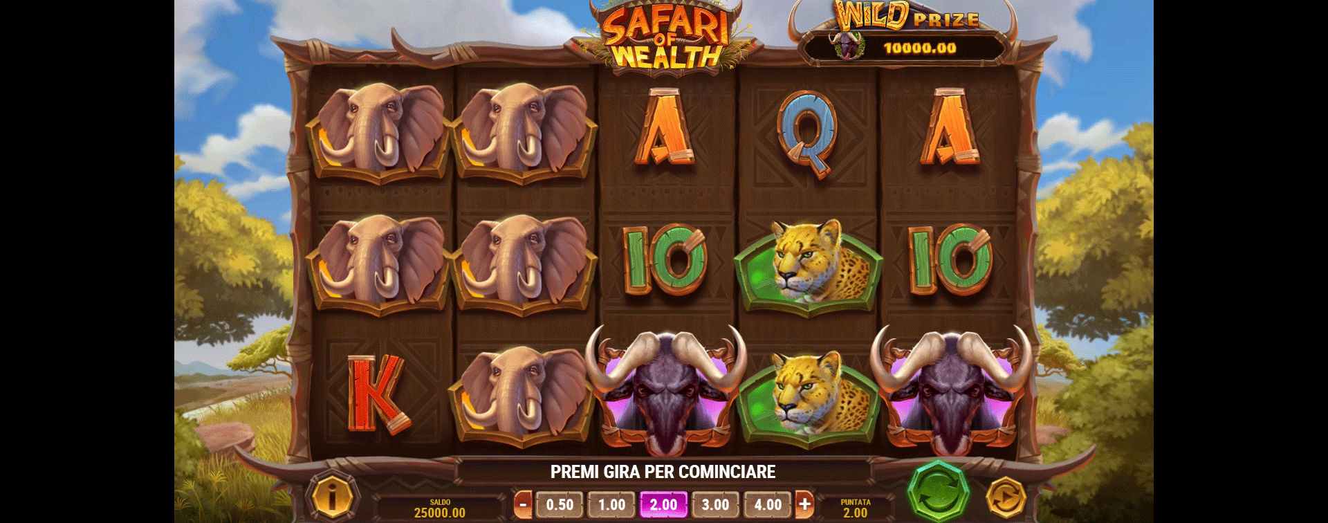 schermata slot machine safari of wealth