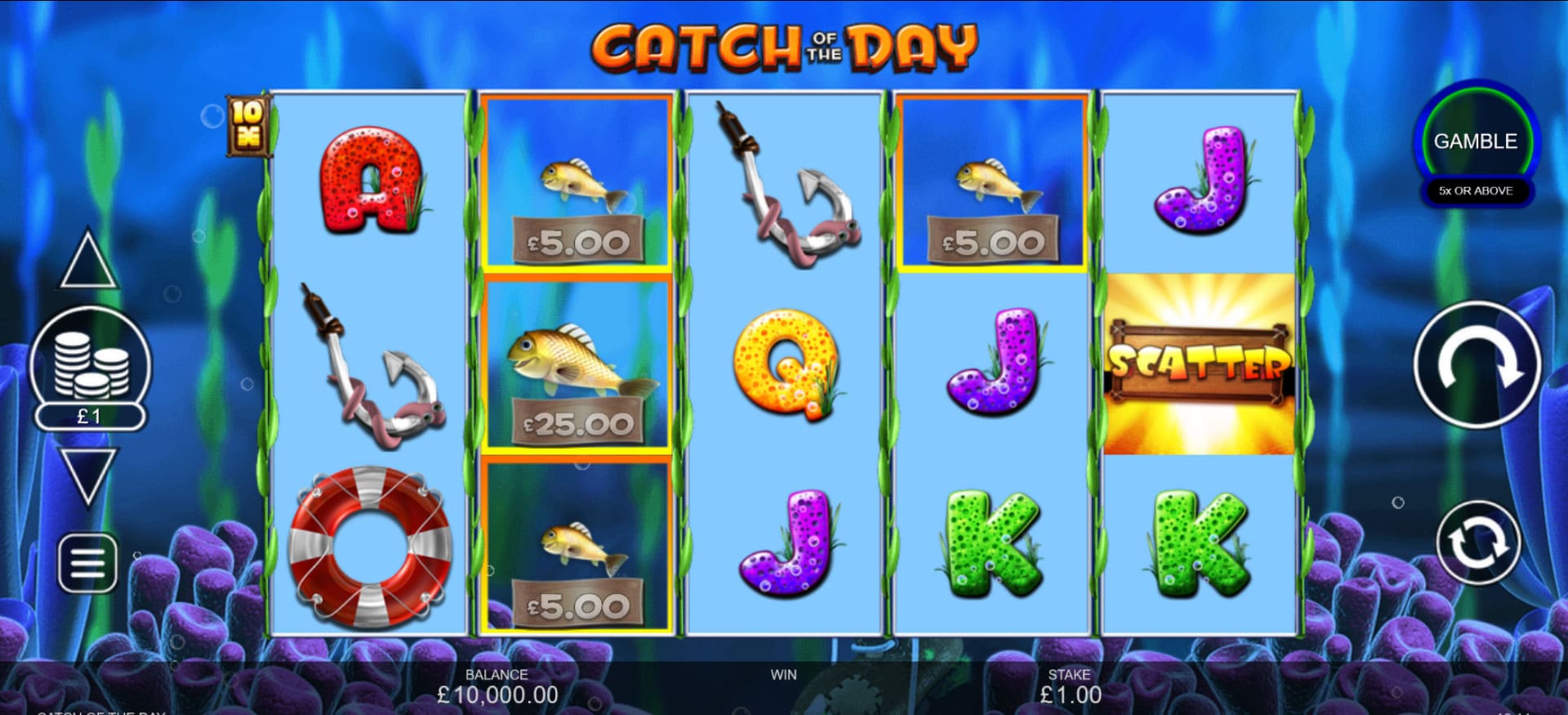 schermata della slot online catch of the day