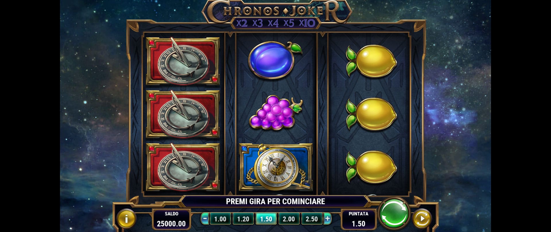 schermata del gioco slot machine chronos joker