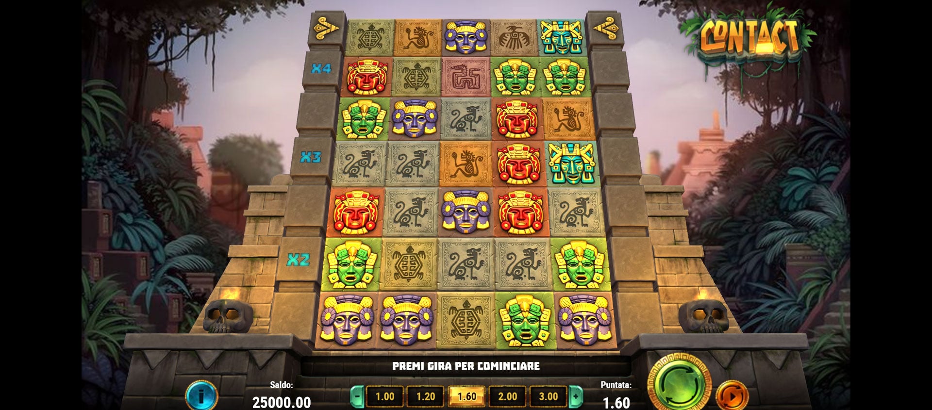 schermata del gioco slot machine contact
