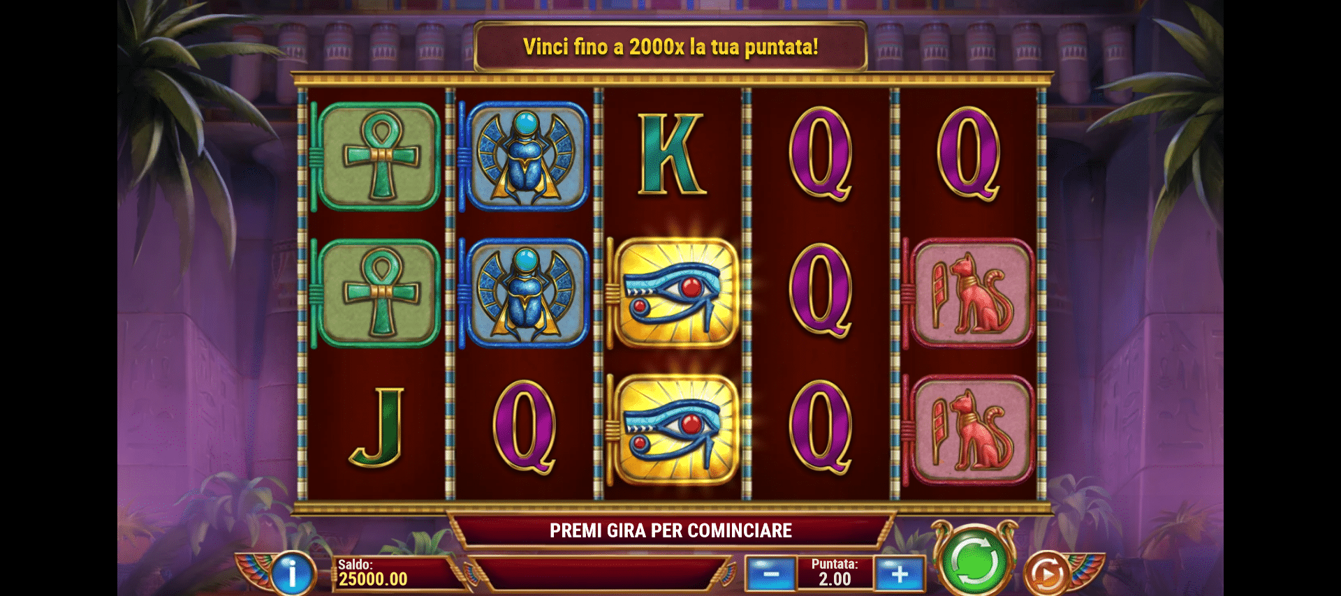 schermata del gioco slot eye of atum
