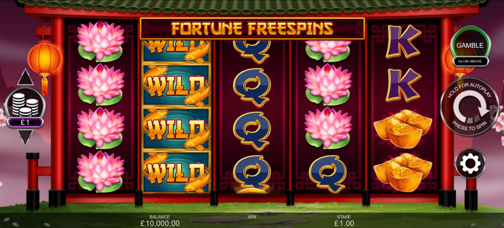 griglia di gioco della slot online fortune free spins