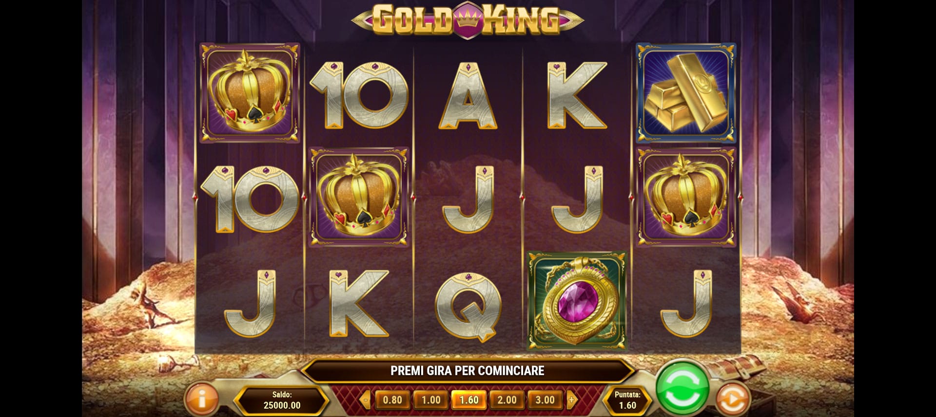 griglia di gioco della slot online gold king