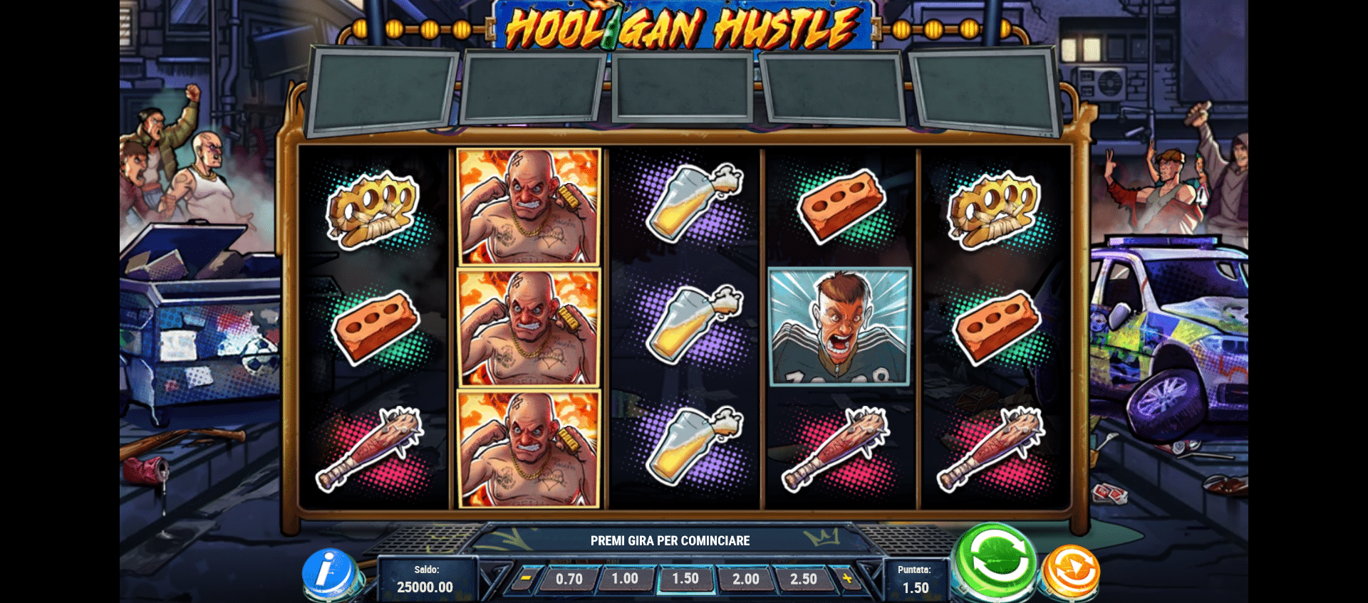 griglia di gioco della slot online hooligan hustle