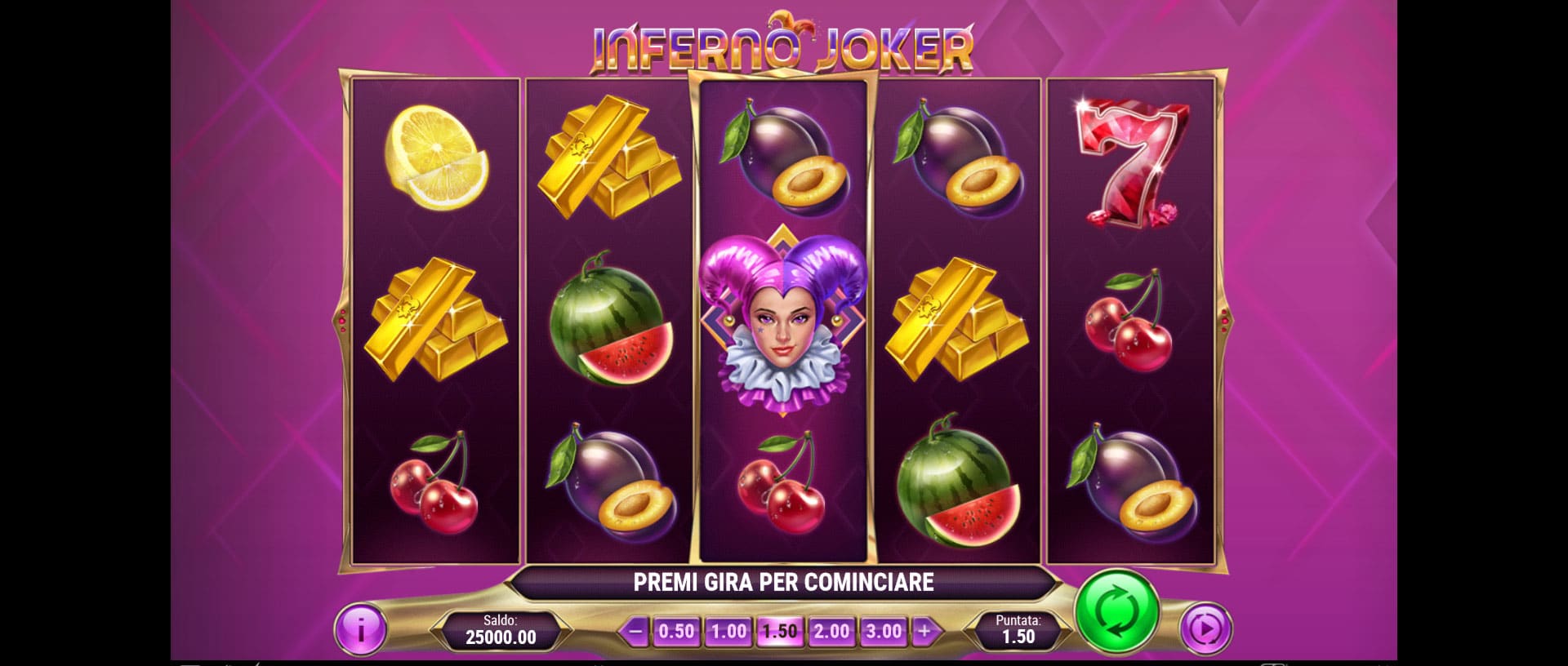 griglia di gioco della slot machine inferno joker