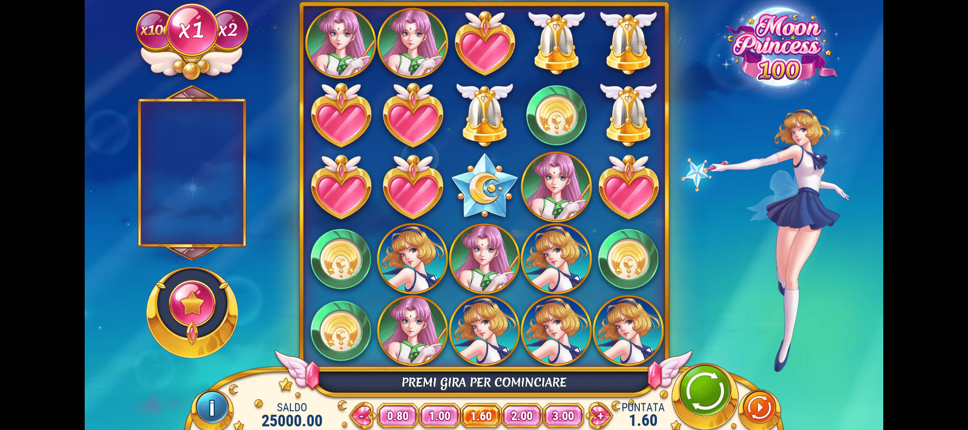 schermata di gioco della slot machine moon princess