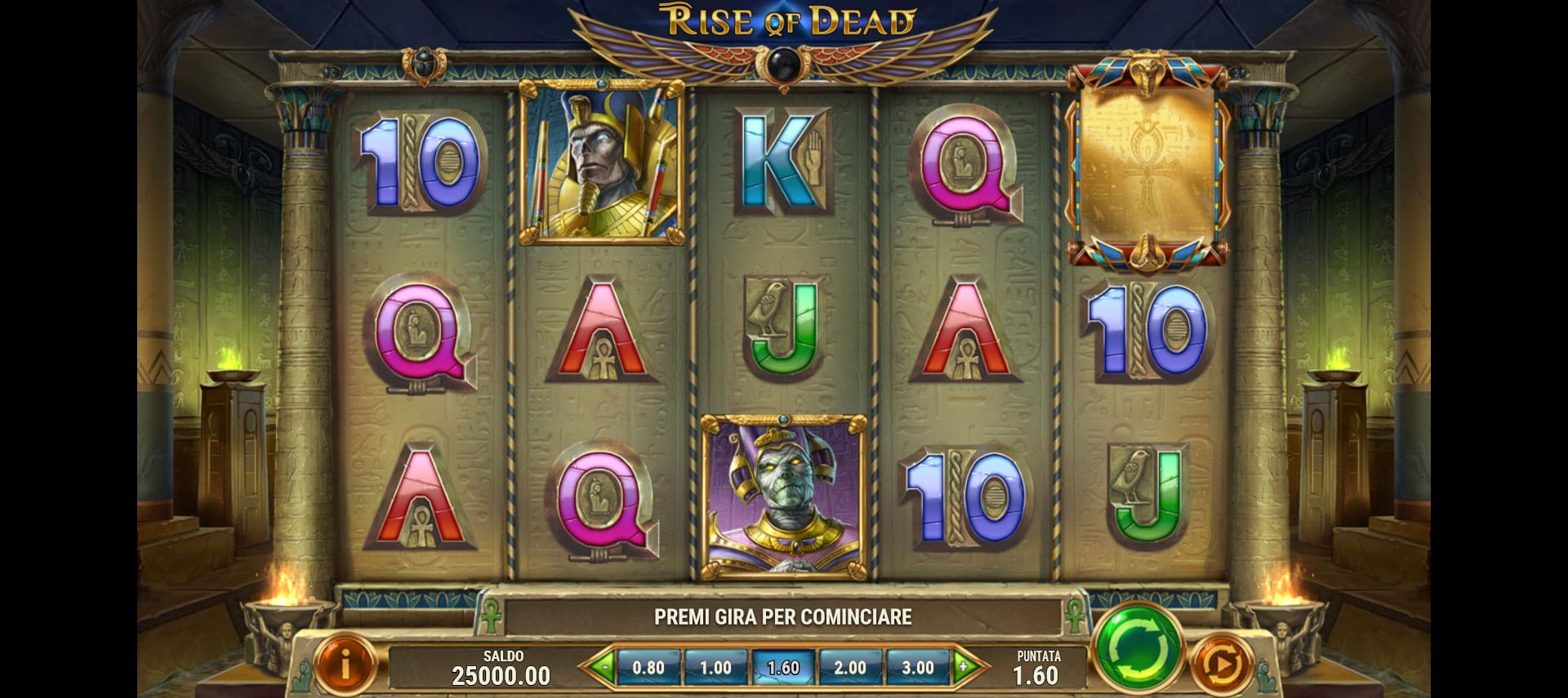 griglia di gioco della slot machine rise of dead