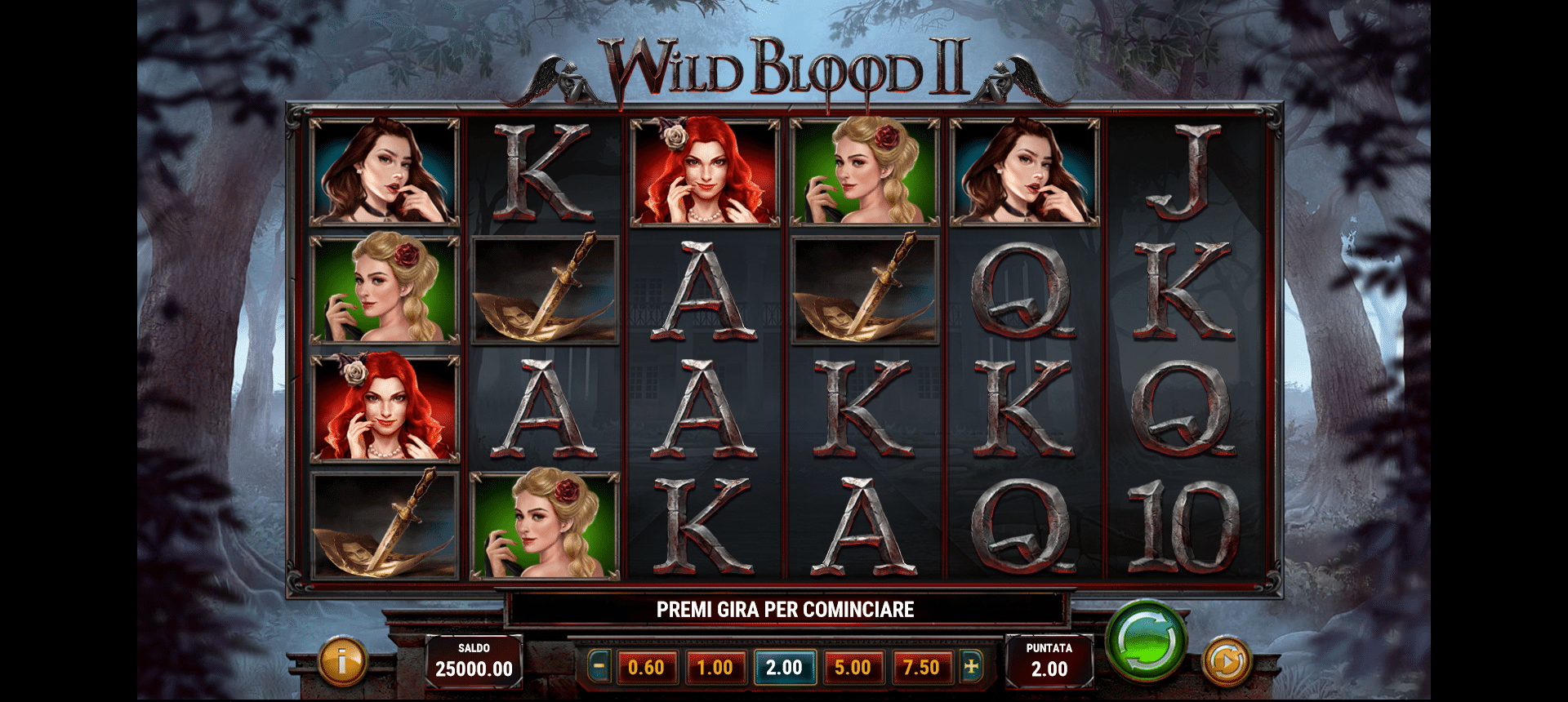 schermata del gioco slot online wild blood II