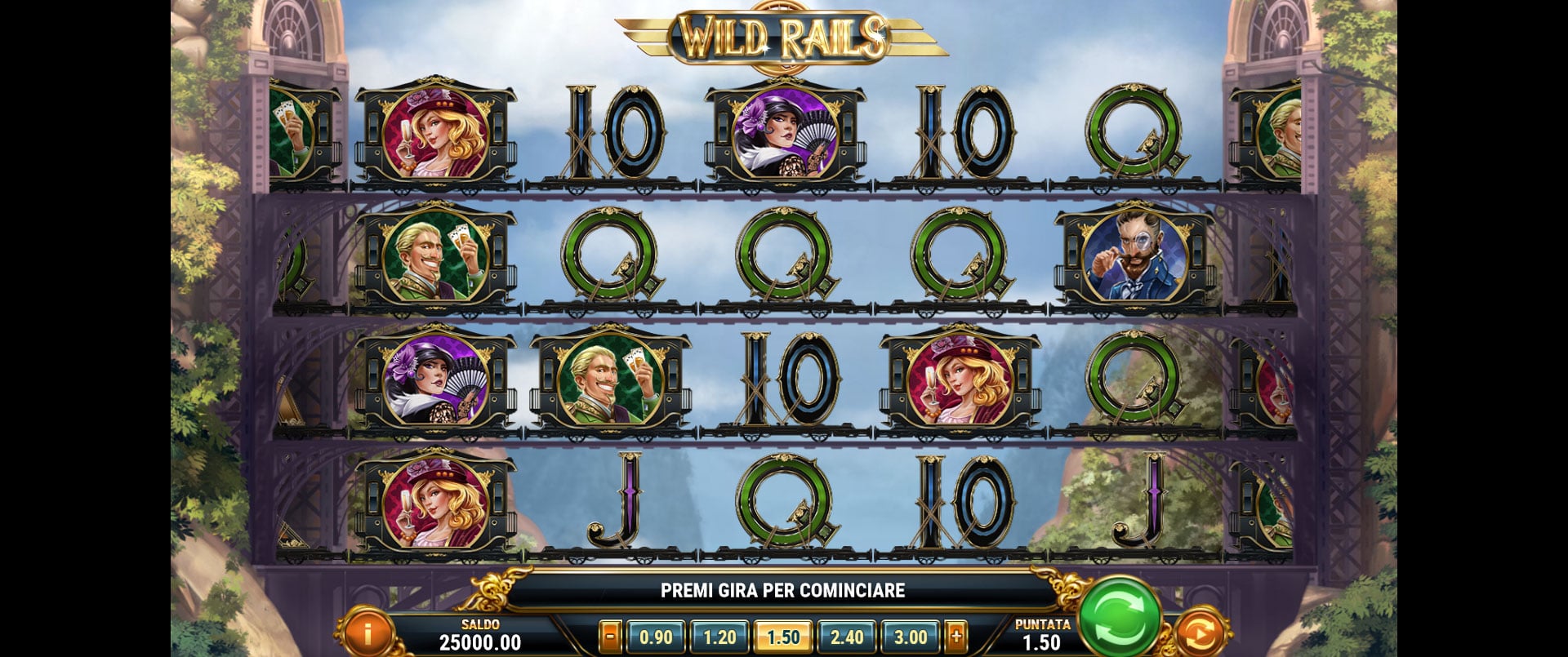 griglia del gioco slot online wild rails