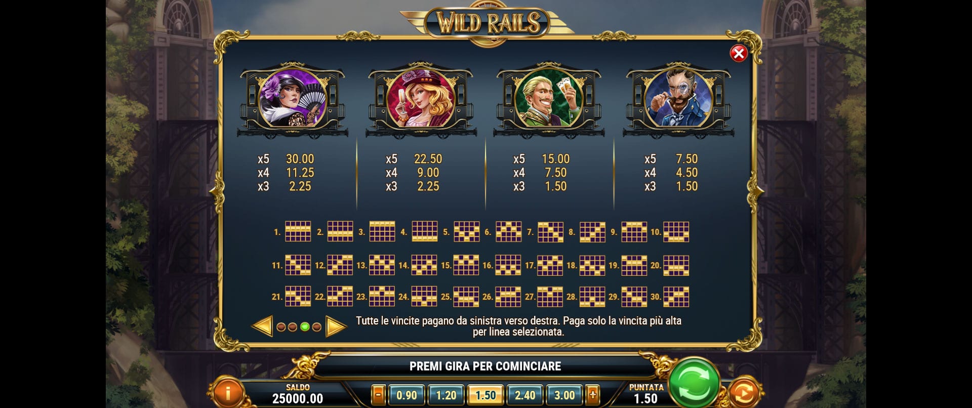 tabella dei simboli della slot machine wild rails