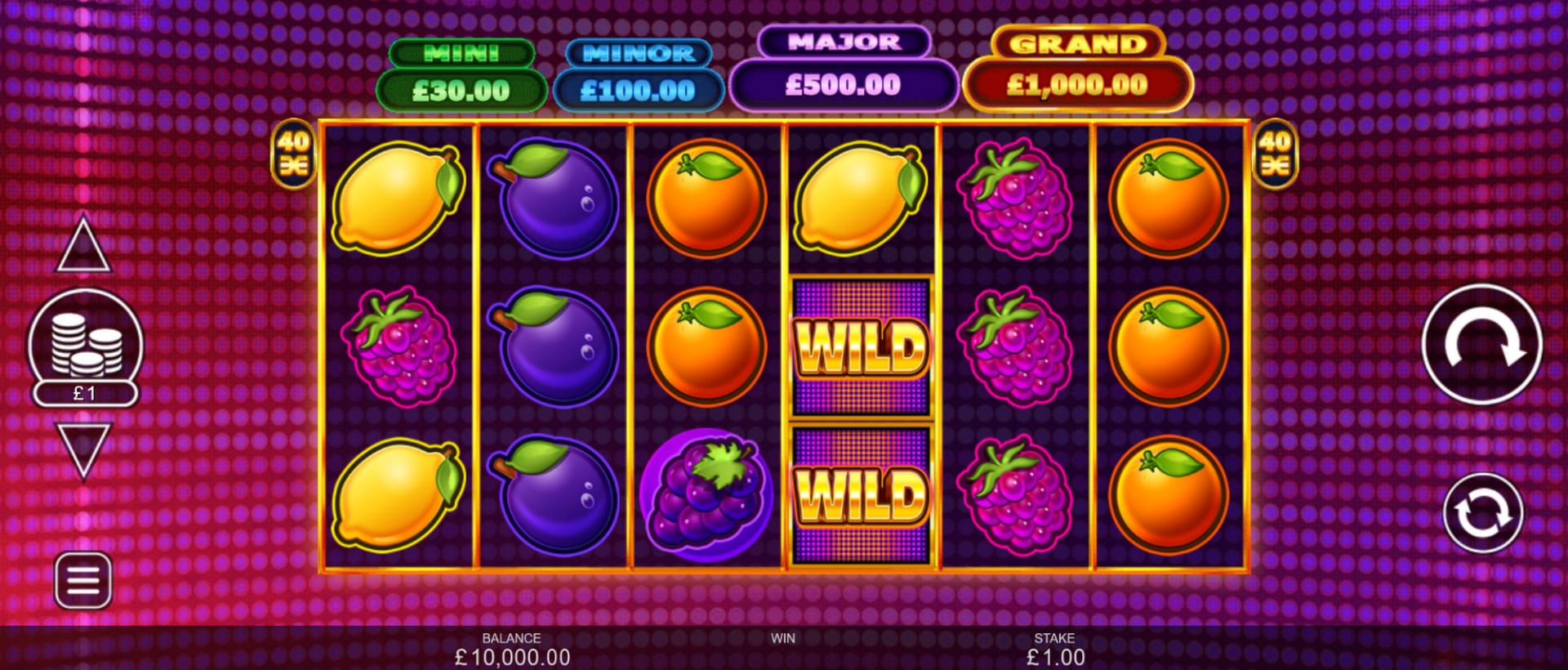 griglia del gioco slot machine bonus fruits