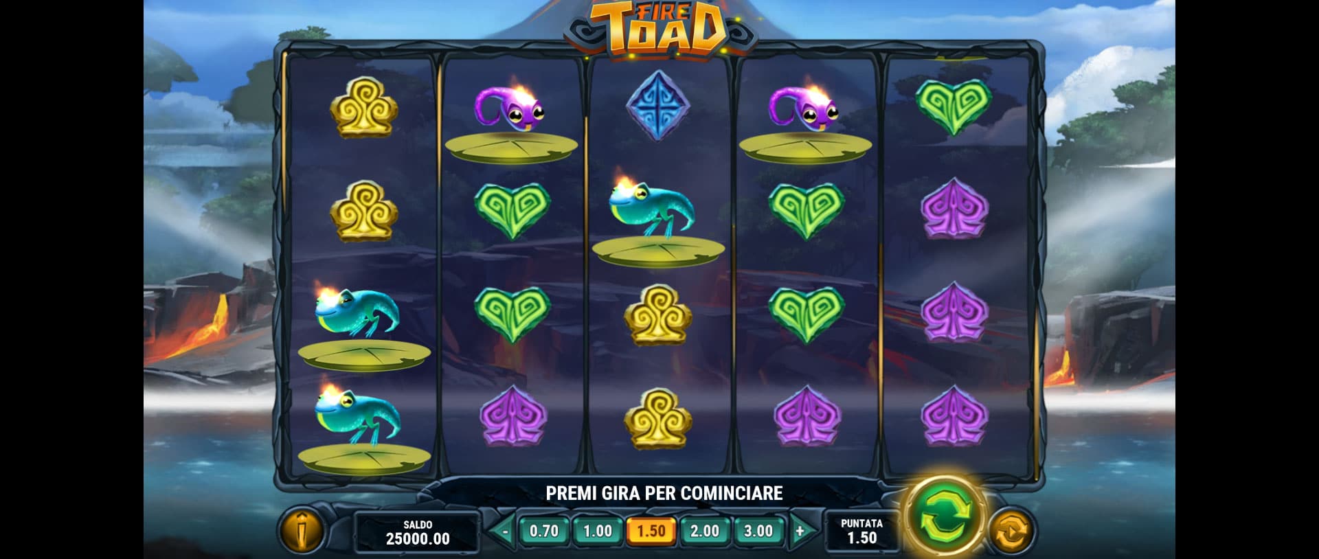schermata del gioco slot machine fire toad