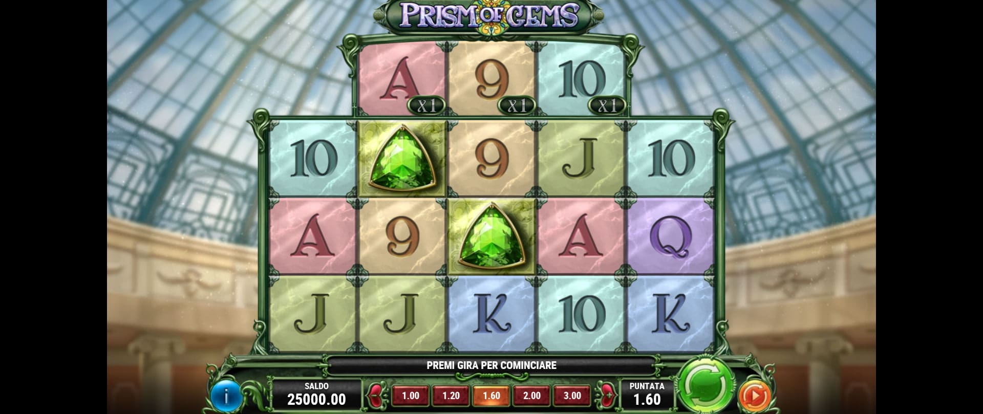 griglia di gioco della slot online prism of gems