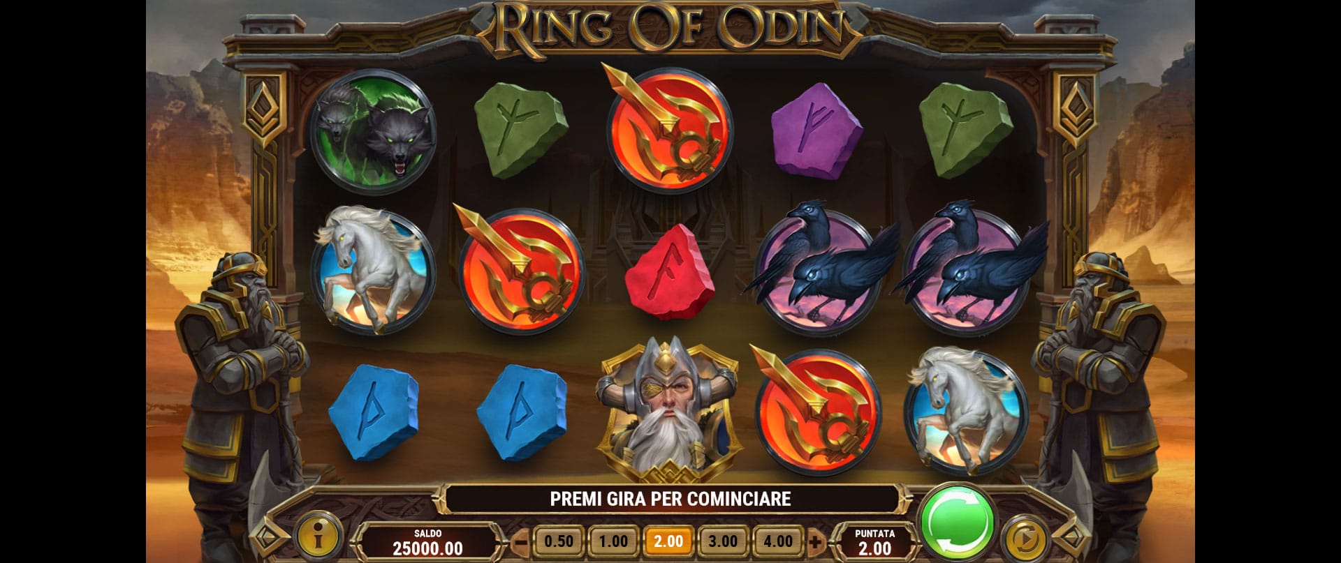 schermata di gioco della slot online ring of odin