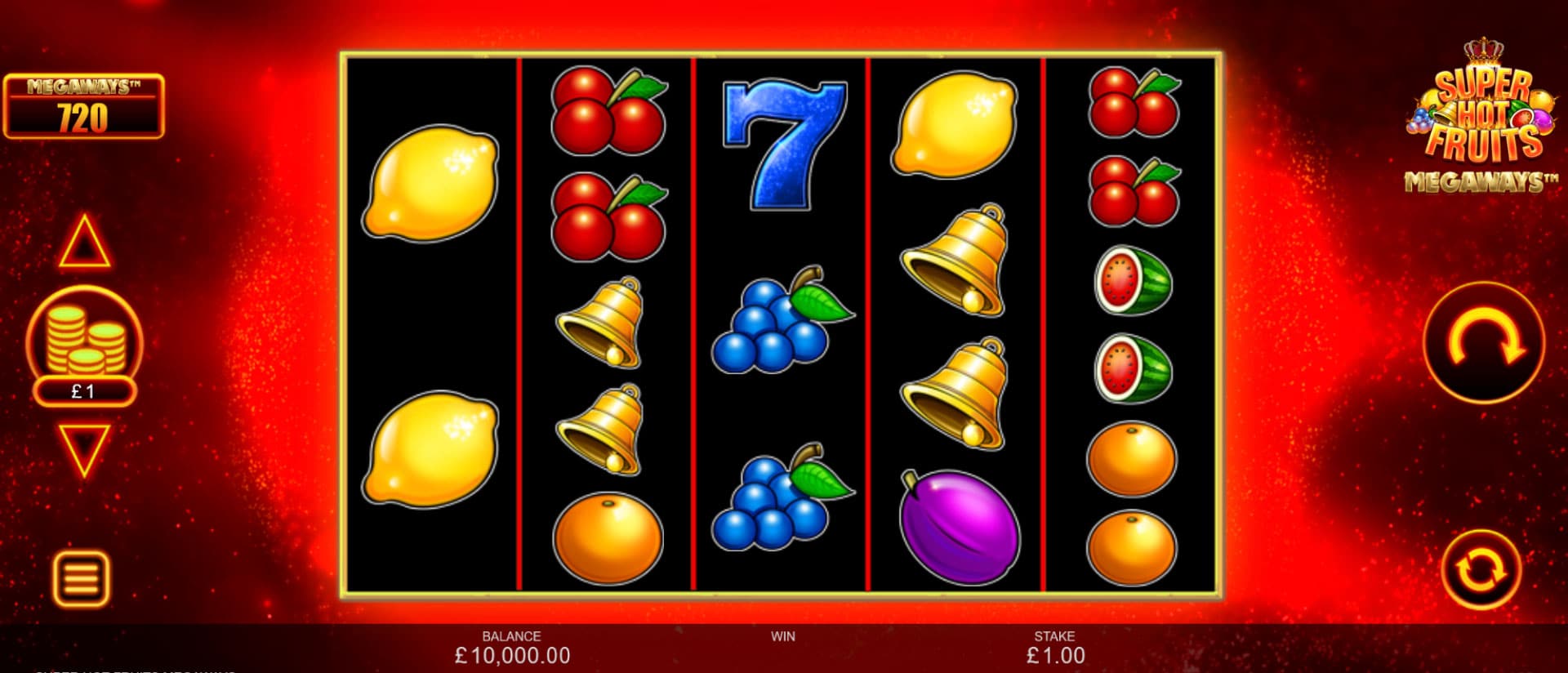 schermata della slot machine super hot fruits megaways