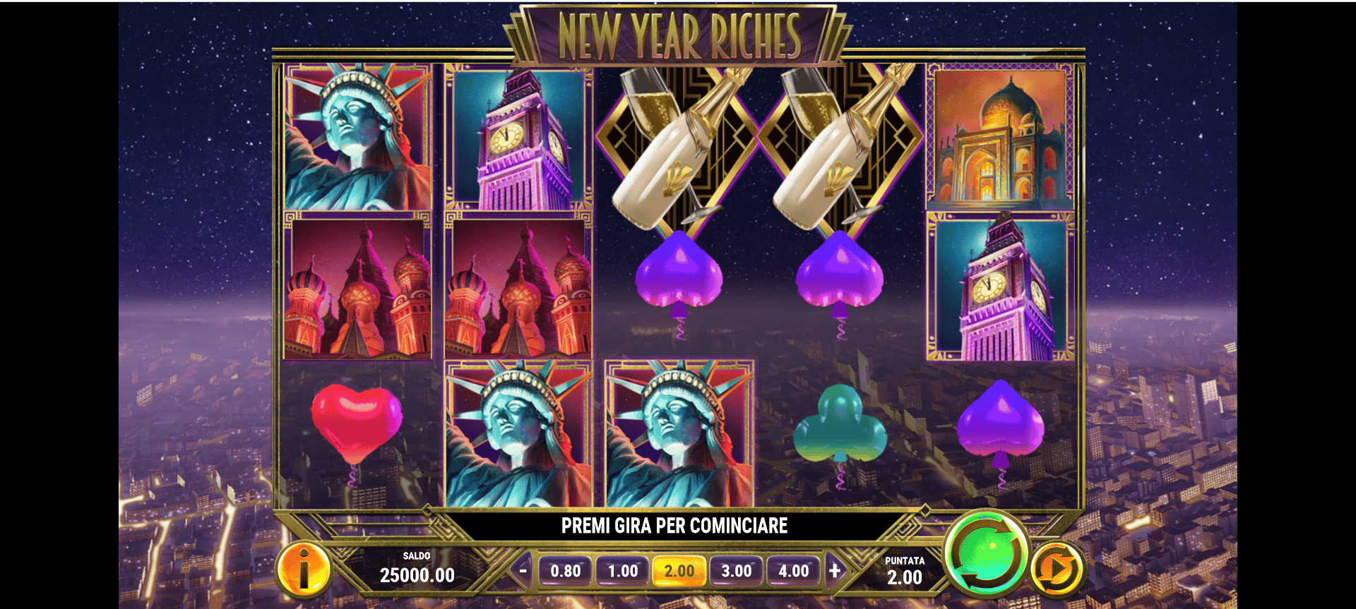 schermata della slot online new year riches