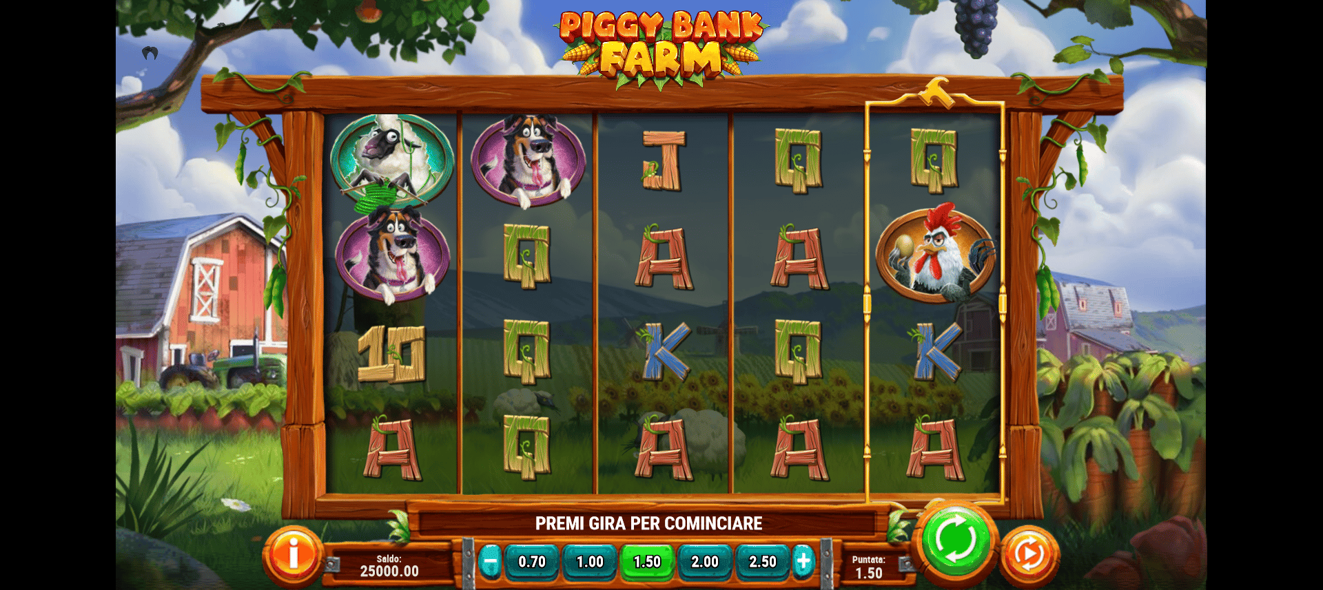 schermata slot machine piggy bank farm