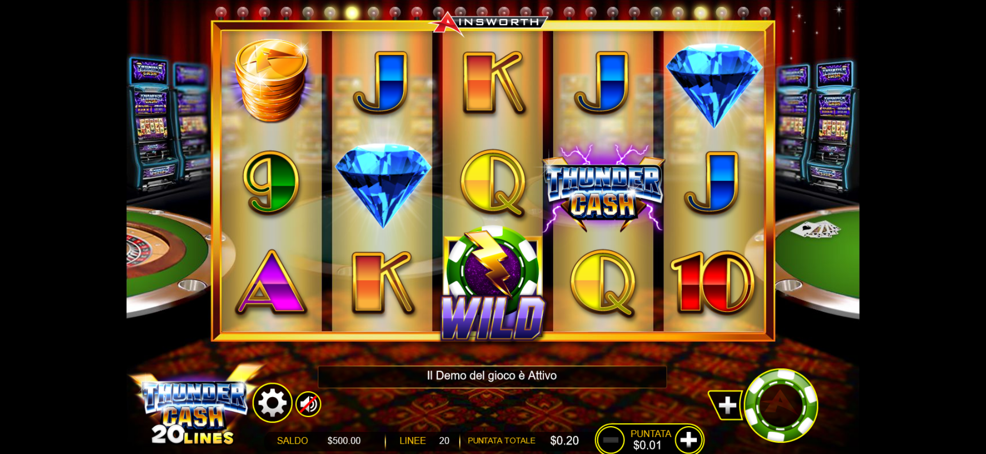 griglia di gioco della slot machine thunder cash