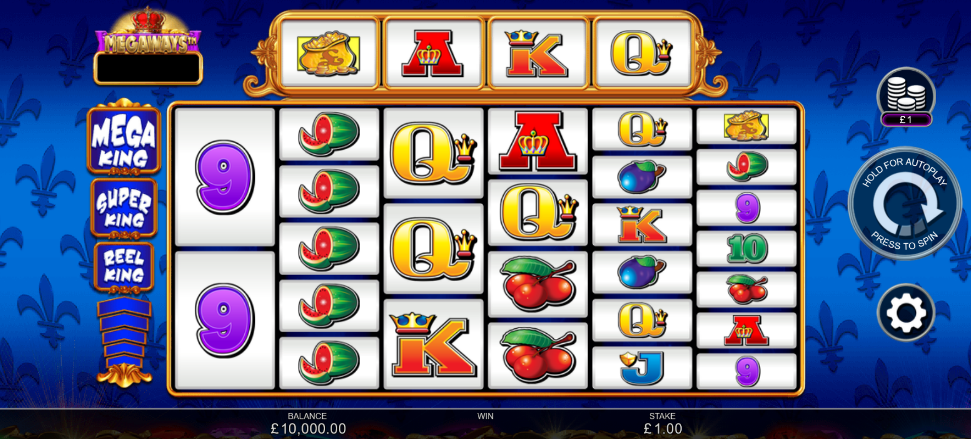griglia del gioco slot machine reel king megaways