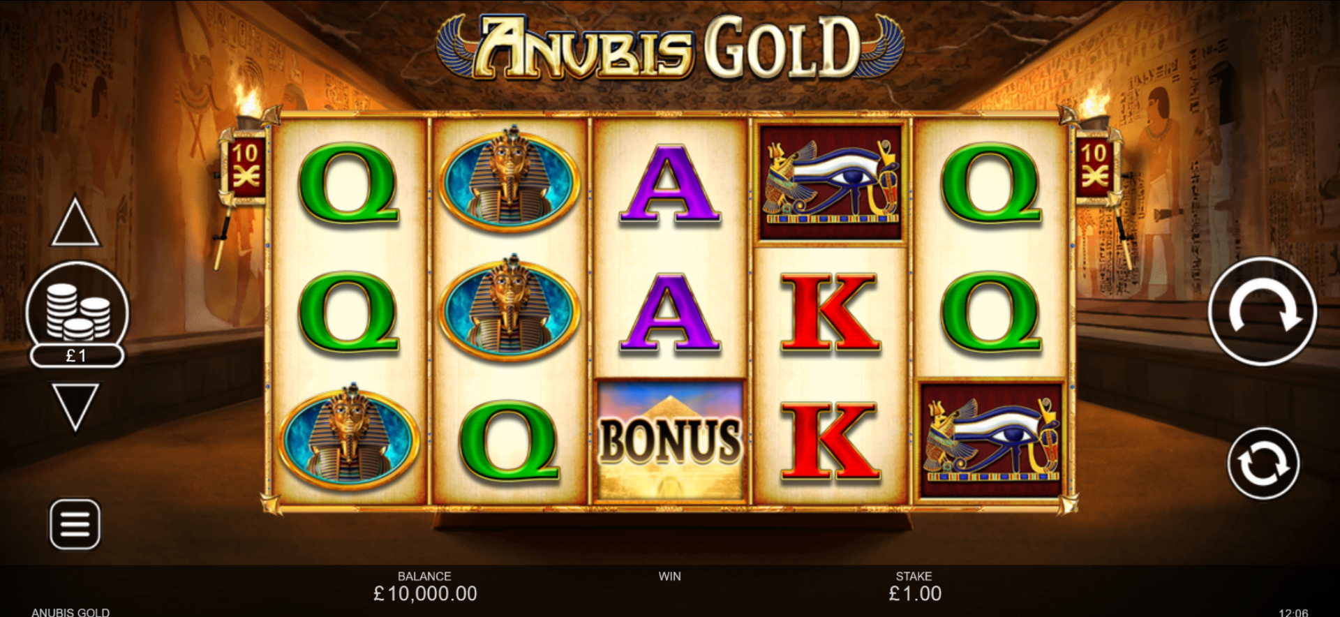 griglia del gioco slot machine anubis gold