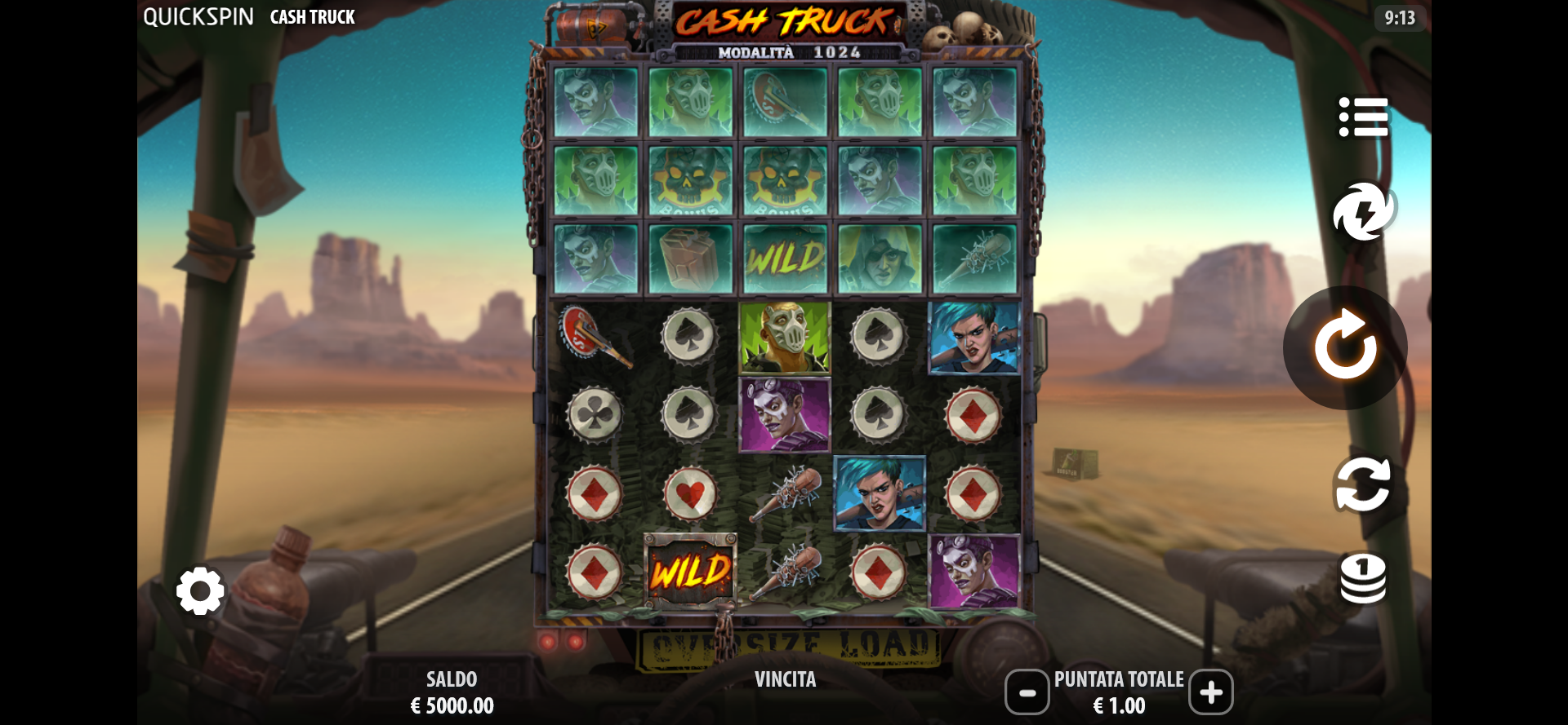 schermo del gioco slot online cash truck