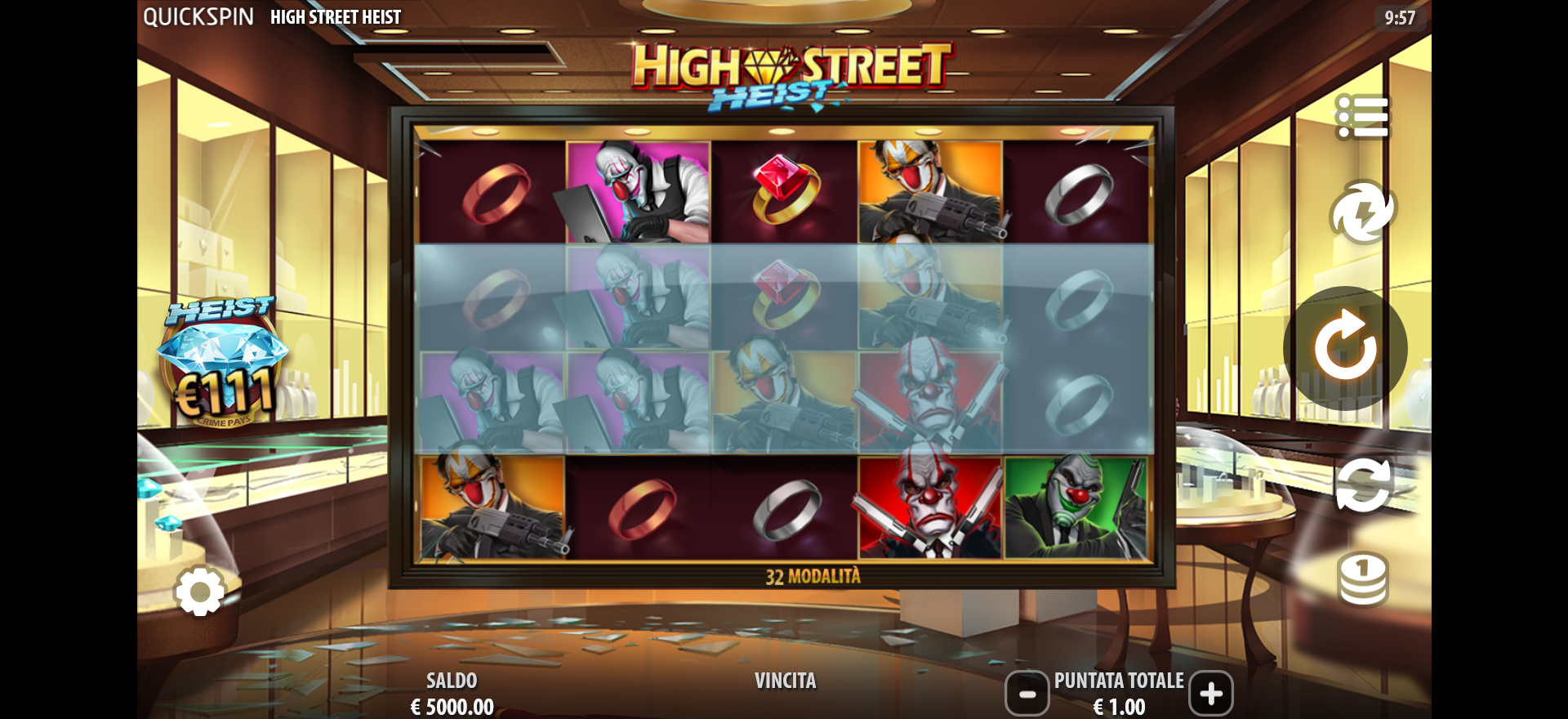 schermata della slot online highstreet heist
