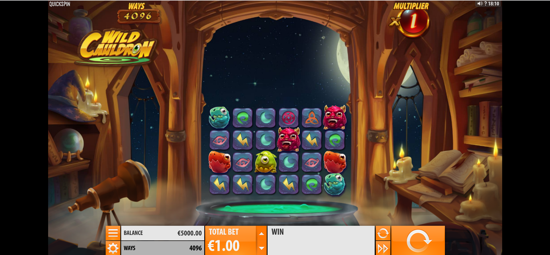 schermata di gioco della slot machine wild cauldron