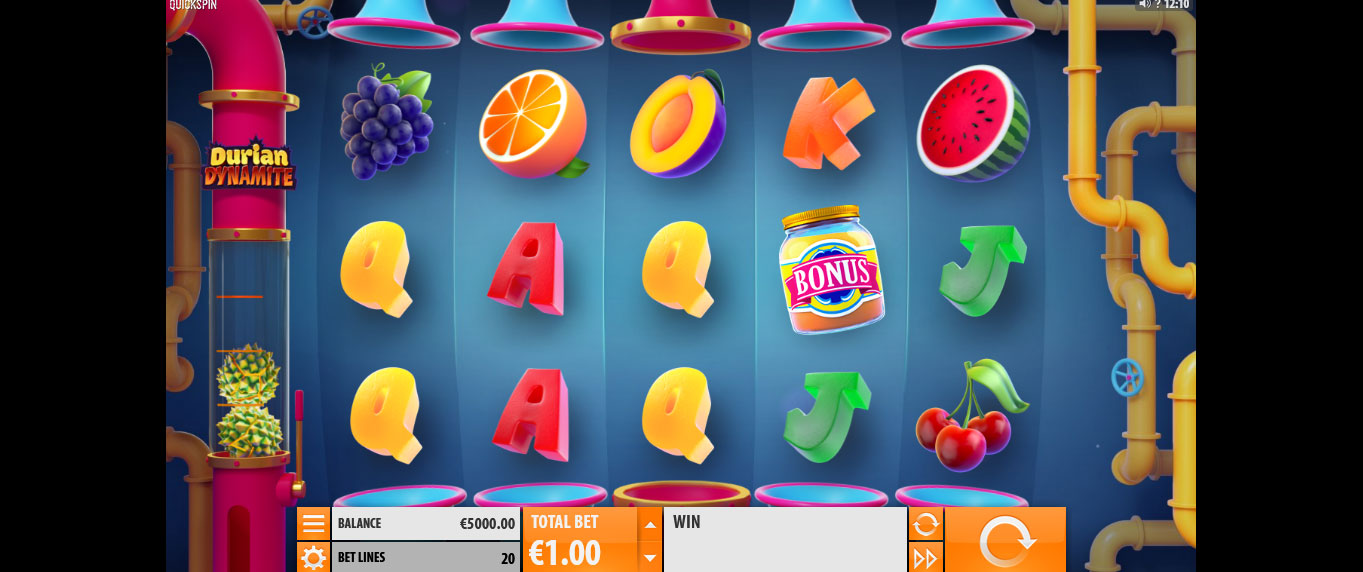 schermata di gioco della slot online durian dynamite