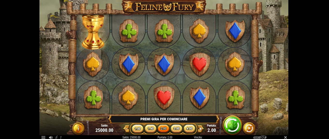 schermata del gioco slot feline fury