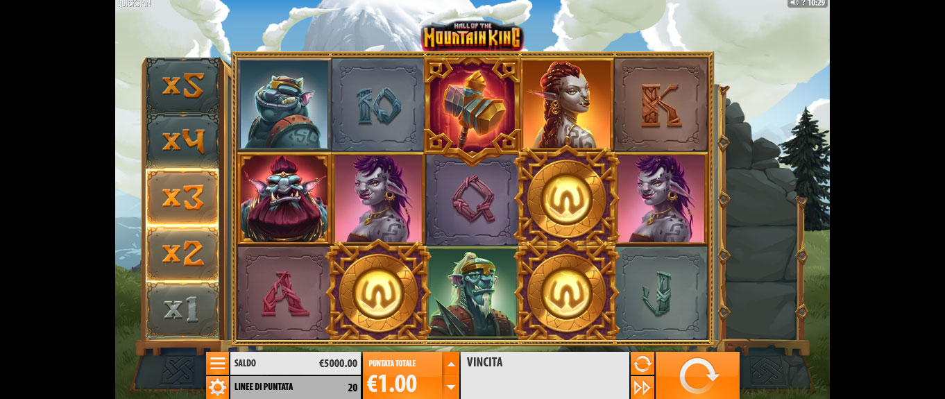 griglia del gioco slot online hall of the mountain king